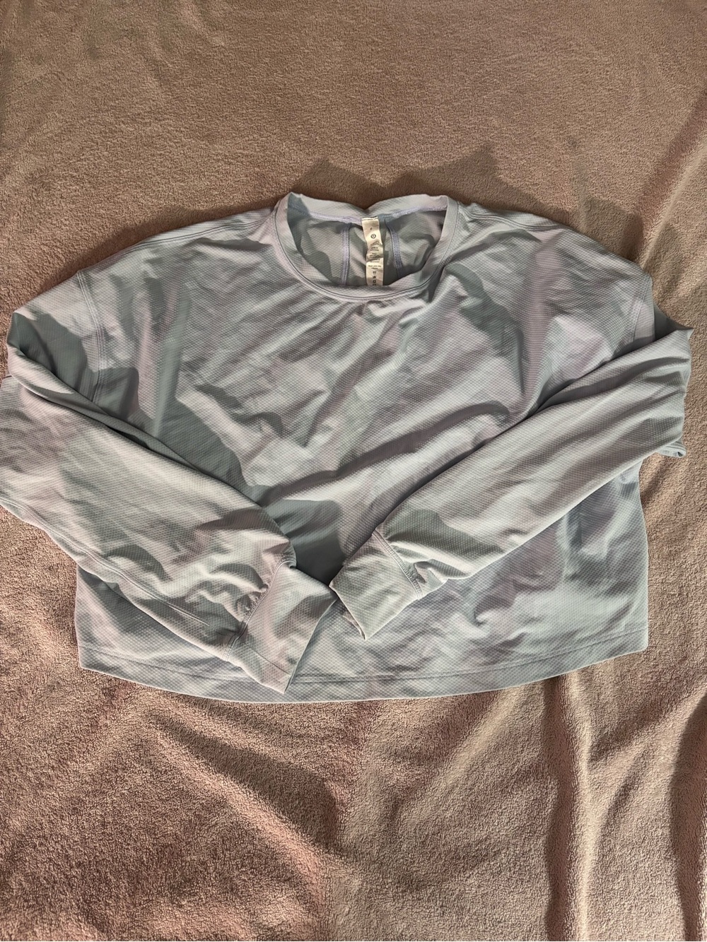 lululemon athletica Pale Blue Cropped Crewneck Shirt